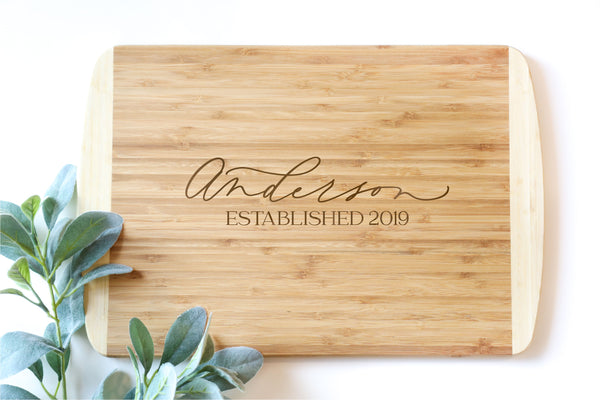 Personalized Two-Tone Bamboo Cutting Board