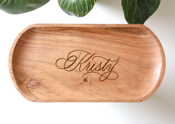 Personalized Engraved Acacia Jewelry Tray